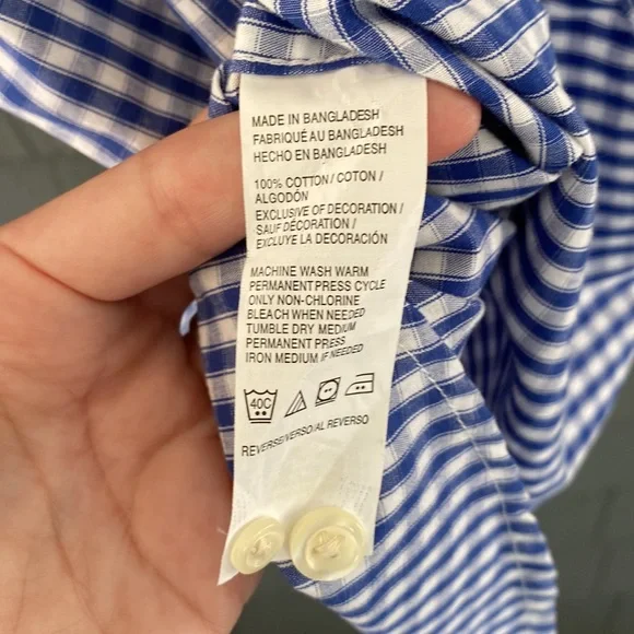 IZOD | classic blue checked men’s shirt - Picture 5 of 5